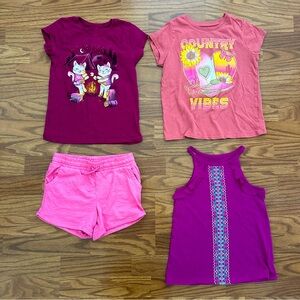 4pc Mixed Lot Girls Jumping Beans The Children’s Place Summer Tops Shorts EUC!